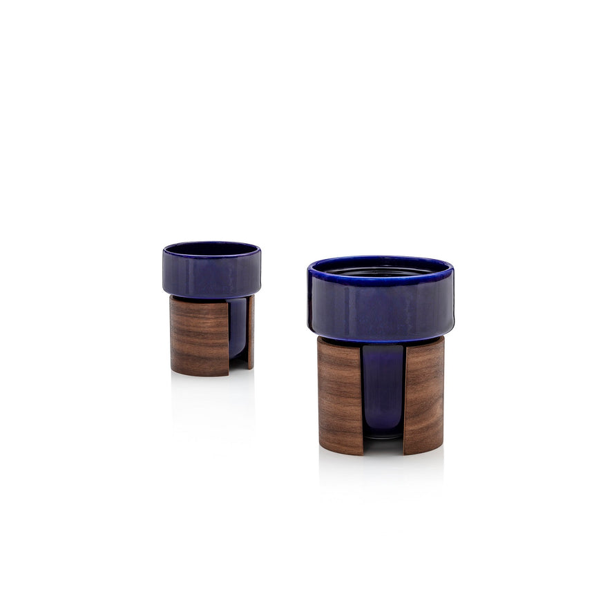 WARM Tea & Coffee Cup, 24 cl x 2pc,  BLUE / WALNUT