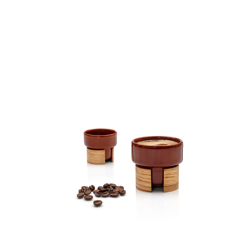 WARM espresso cup, 8 cl x2pc,  BROWN / OAK