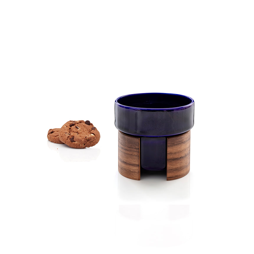 WARM Latte Cup, 40 cl x 1pc, BLUE / WALNUT