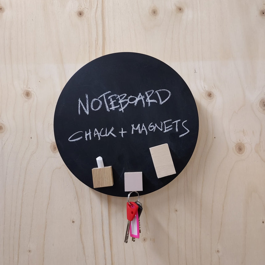 25cm Circle Noteboard with Chalk Holder, Eraser & Key Magnet